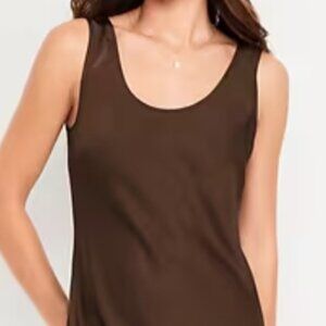 Brown Sleeveless Satin Midi Dress